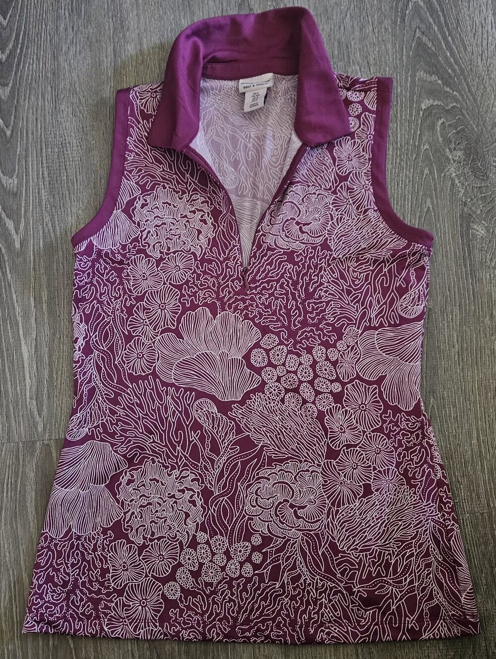 Tommy Bahama Golf Tennis Sleeveless Polo Top Small Coral Sea Life Quarter Zip